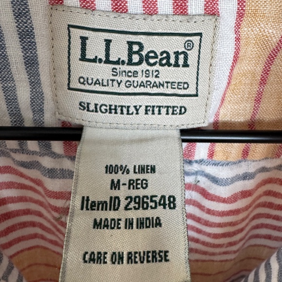 L.L.Bean Men's Striped Linen Short-Sleeve Button-down Shirt - Picture 6 of 6